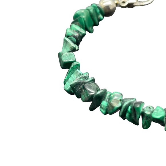 Malachite Chip Beaded Bracelet With Silver Clasp - Picture 4 of 5